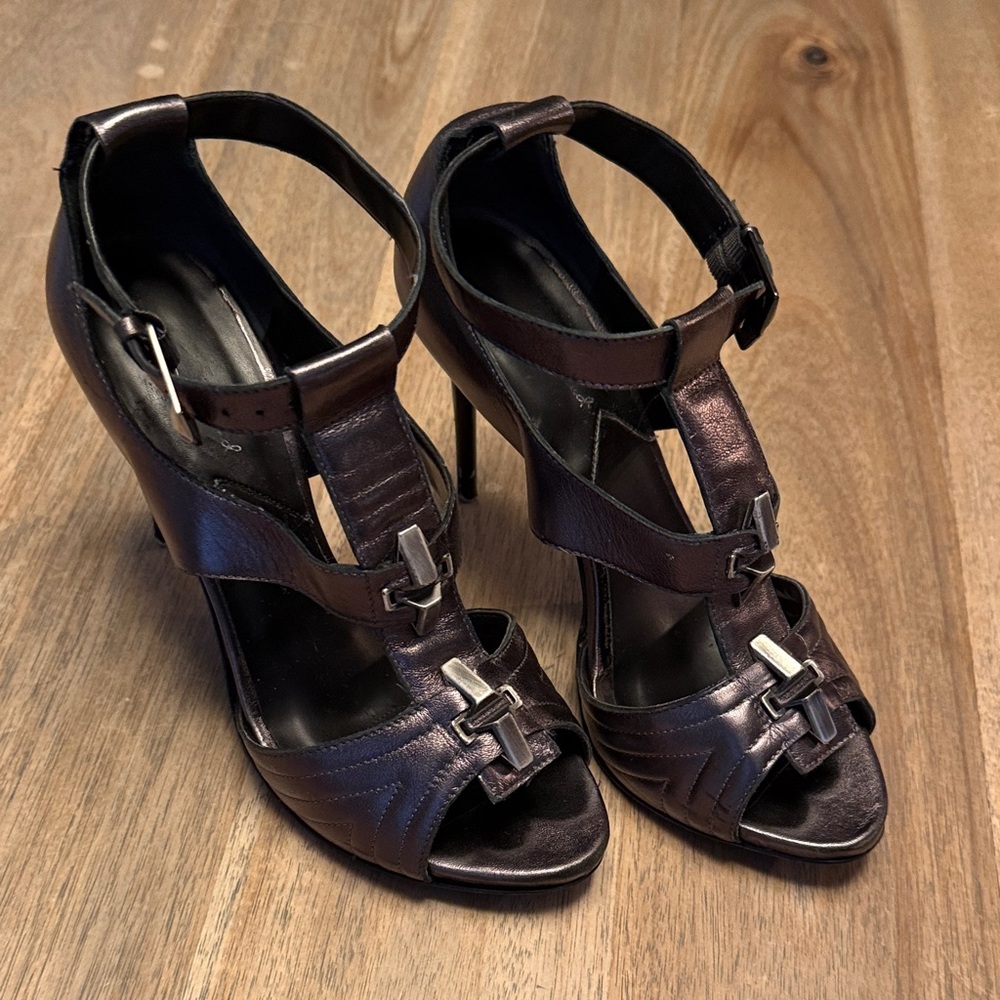7 For All Mankind Metallic Black Heels